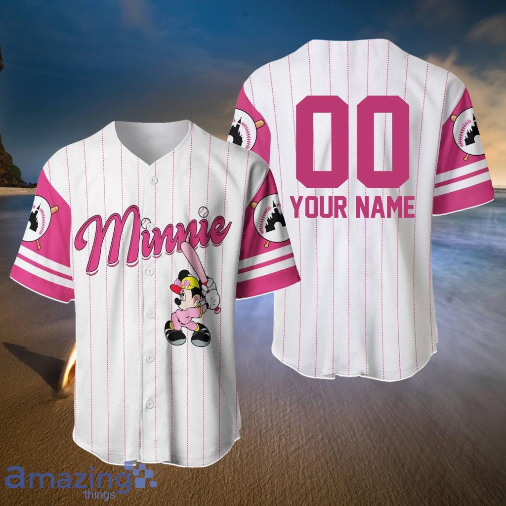 Minnie Mouse White Pink  Disney Custom Baseball Jerseys  For Men And Women - Minnie Mouse White Pink  Disney Custom Baseball Jerseys  For Men And Women