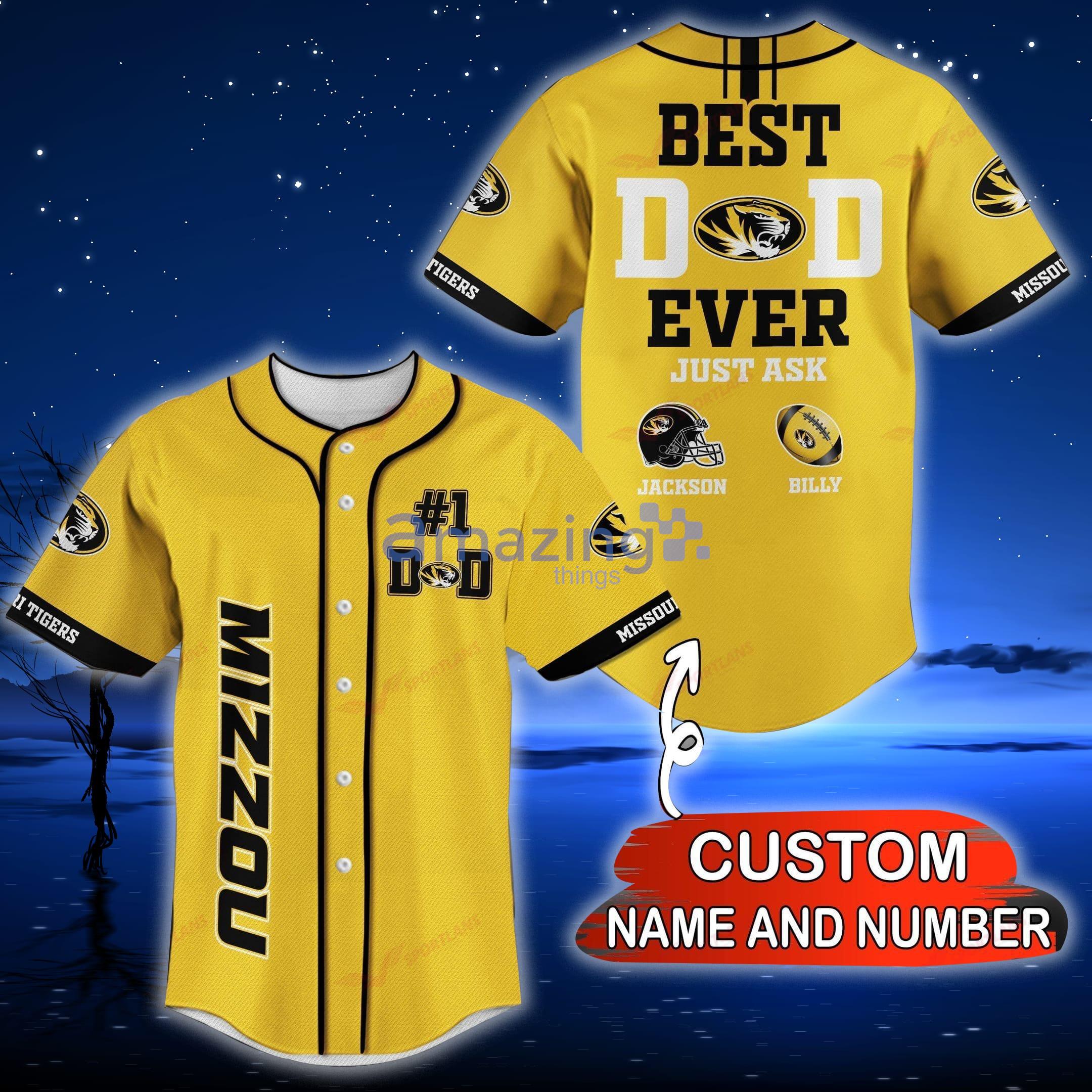 Missouri Tigers NCAA Custom Name And Number Best Dad Ever Baseball Jersey  Shirt