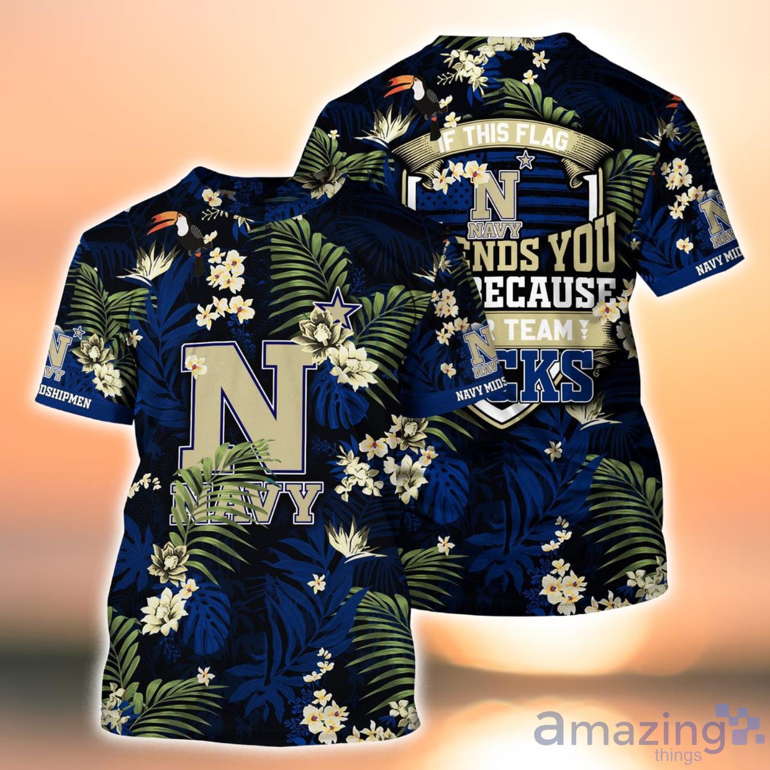 Navy Midshipmen NCAA Flower Button Up Hawaiian Shirt 3D Shirt, Navy  Midshipmen Football Fathers Day Gifts - T-shirts Low Price