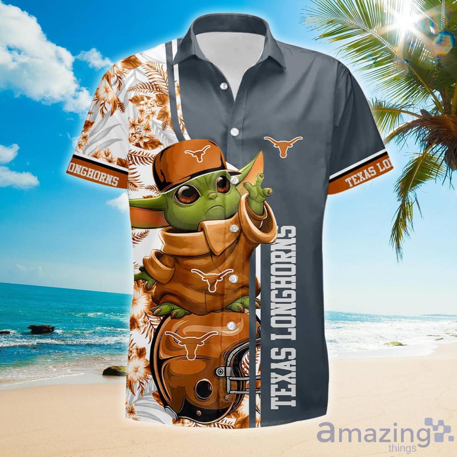 Ncaa Texas Longhorns Baby Yoda Summer Gift Hawaiian Shirt And Shorts Product Photo 1