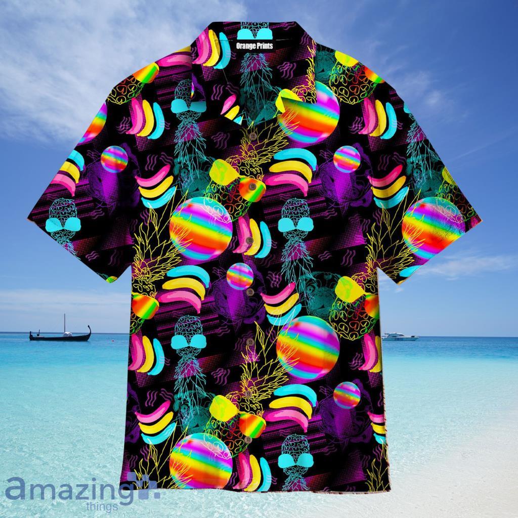 Neon Rainbow LGBT Tropical Hawaiian Shirt For Men And Women - Neon Rainbow LGBT Tropical Hawaiian Shirt For Men And Women