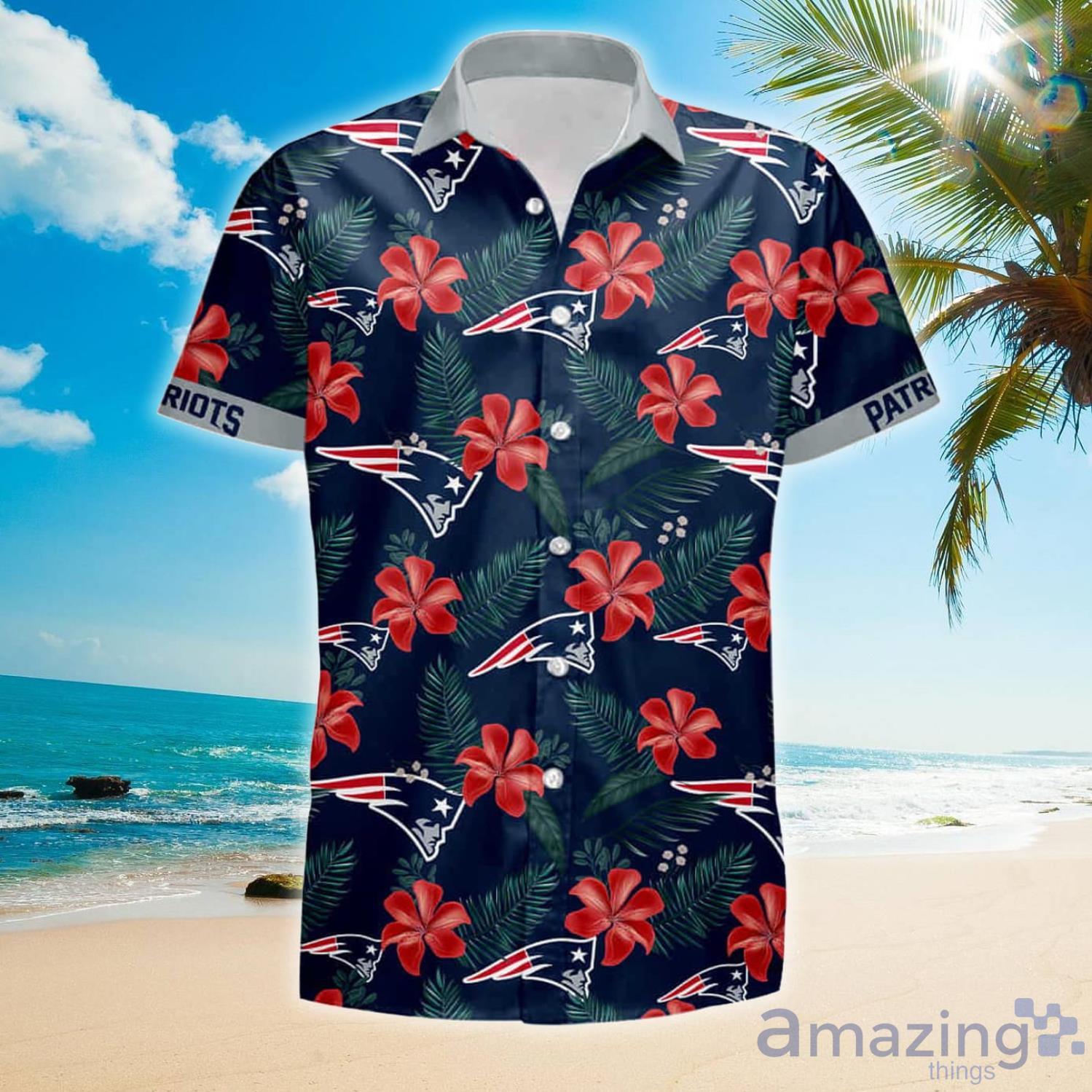 New England Patriots Button Up Summer Gift Hawaiian Shirt And Shorts Product Photo 1