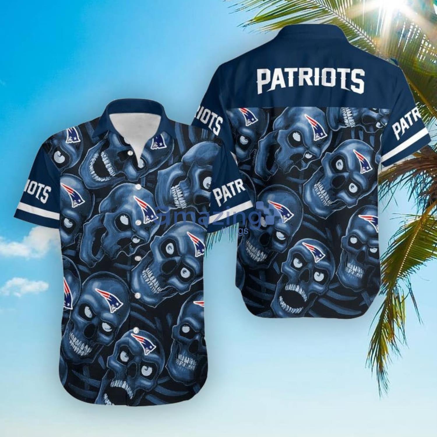 New England Patriots Dangerous Smiling Skull For Fans Hawaiian Shirt and Short Product Photo 1