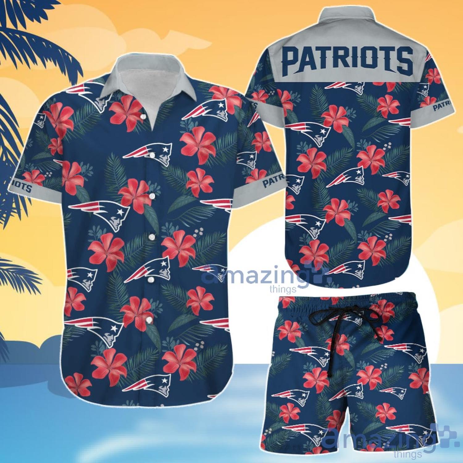 New England Patriots Flower Hawaiian Shirt And Shorts Gift For Summer Product Photo 1