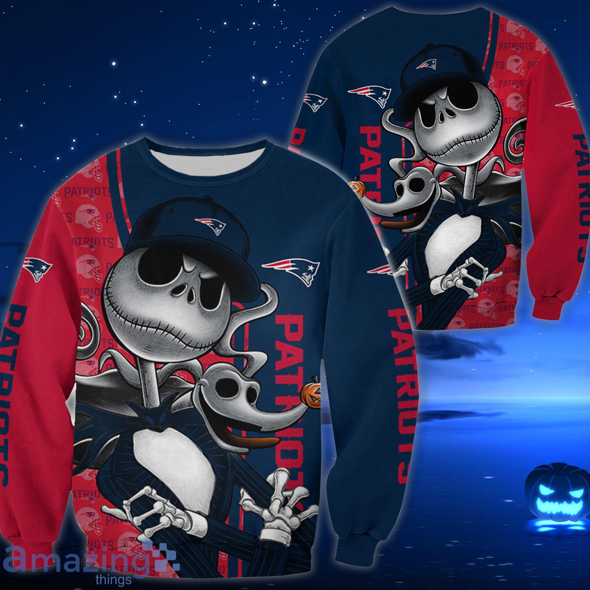 New England Patriots Jack Skellington All Over Printed 3D Shirt Halloween Gift For Fans