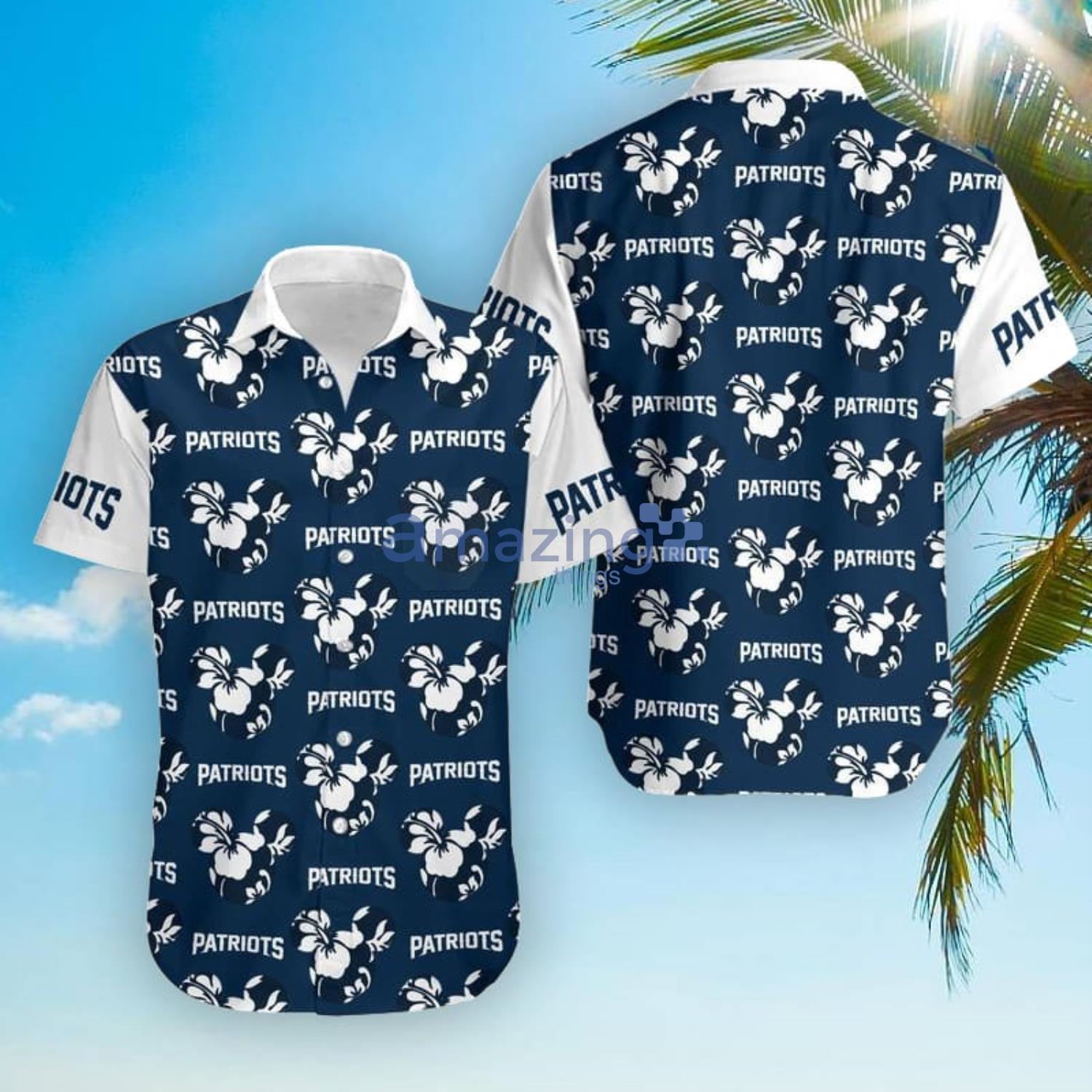 Mickey And Floral New England Patriots NFL Summer Hawaiian Shirt