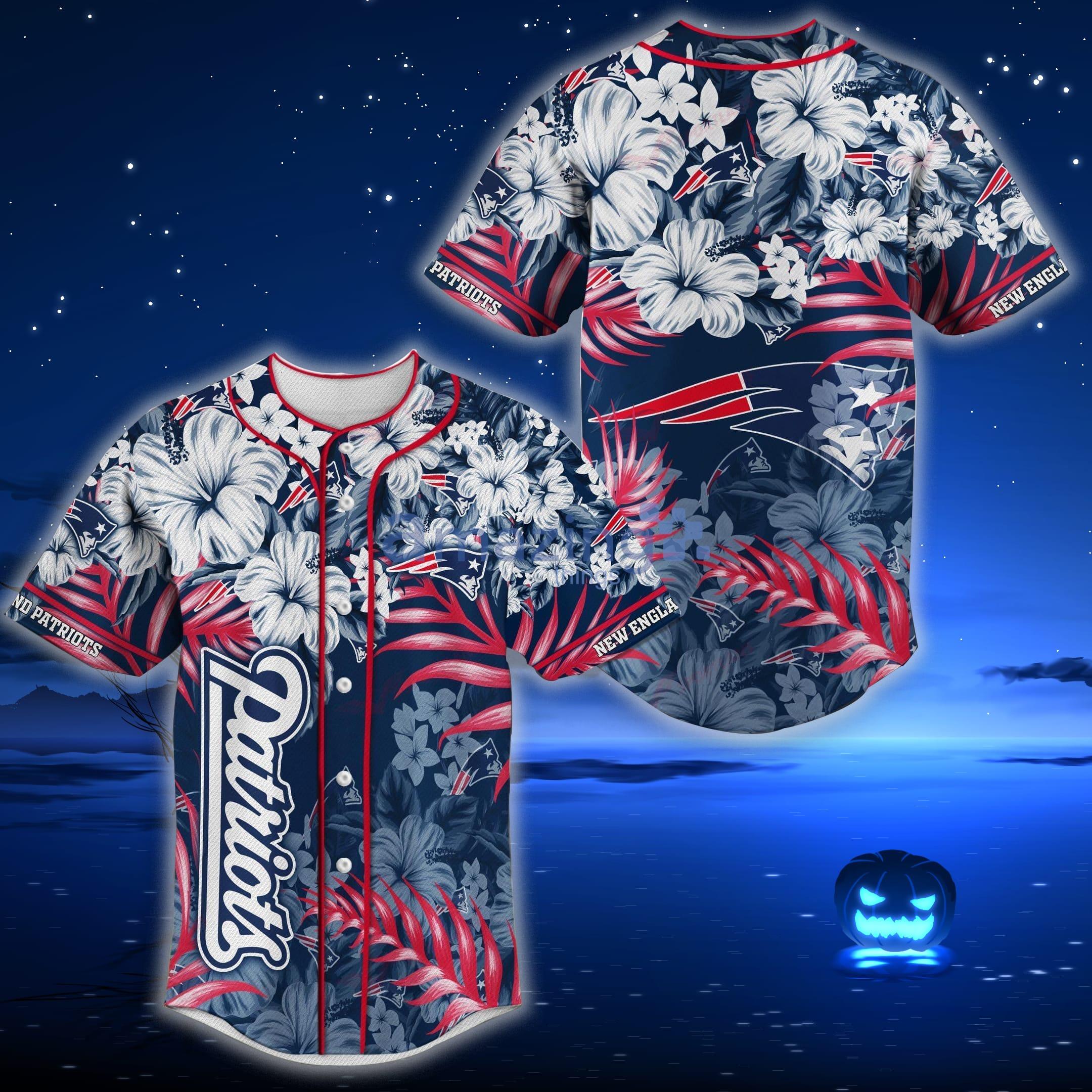 New England Patriots NFL Baseball Tropical Flower Baseball Jersey