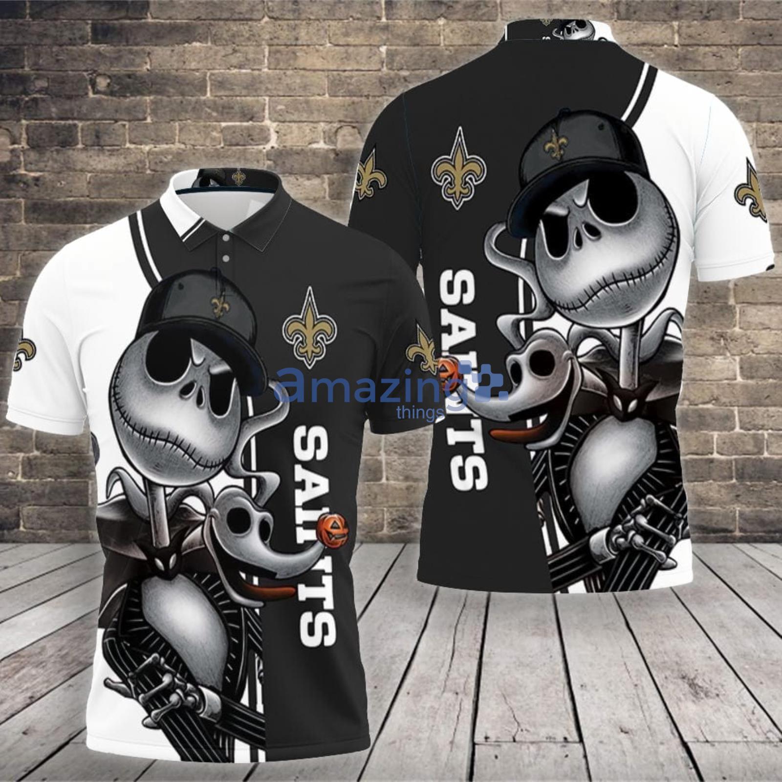 New Orleans Saints Jack Skellington And Zero Polo Shirt For Sport Fans Product Photo 1