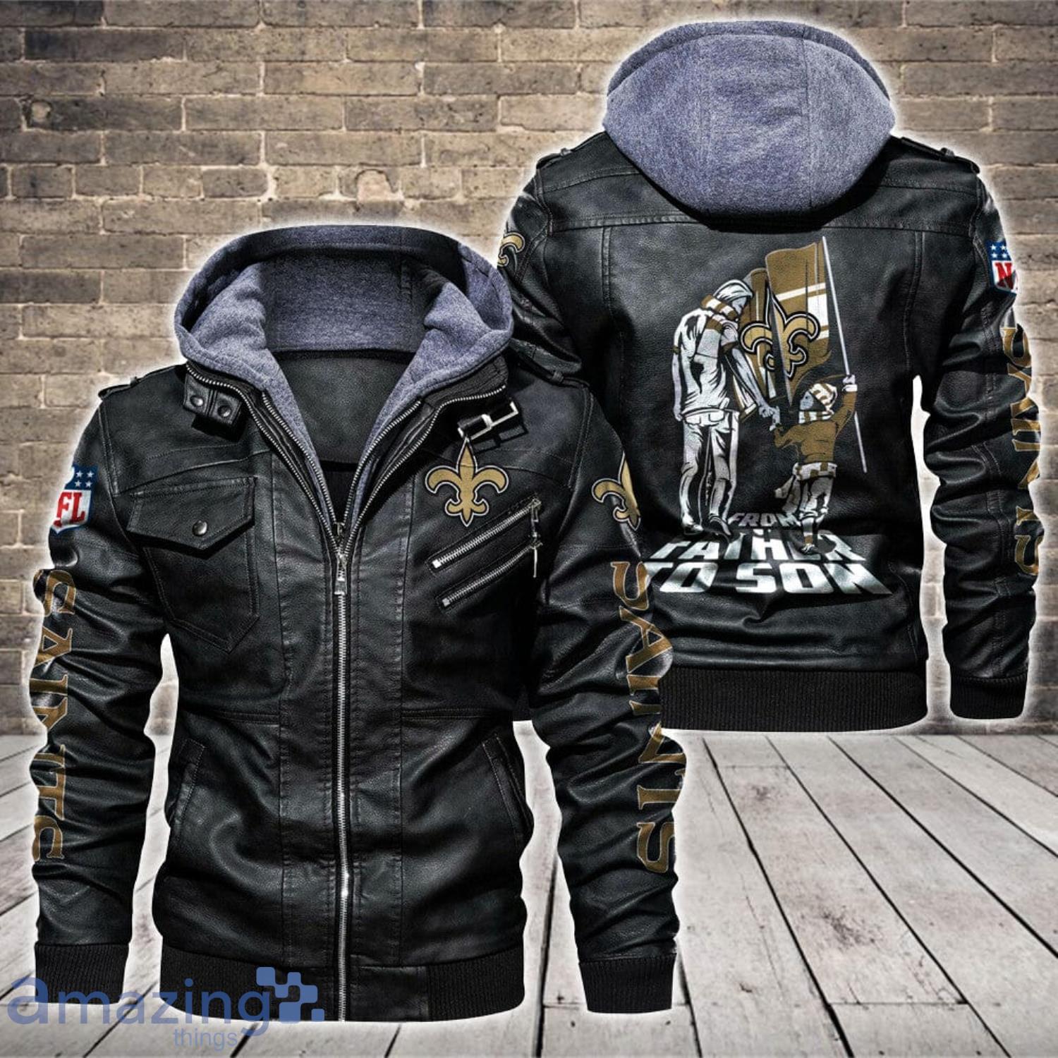 New Orleans Saints Leather Jacket From Father To Son Product Photo 1