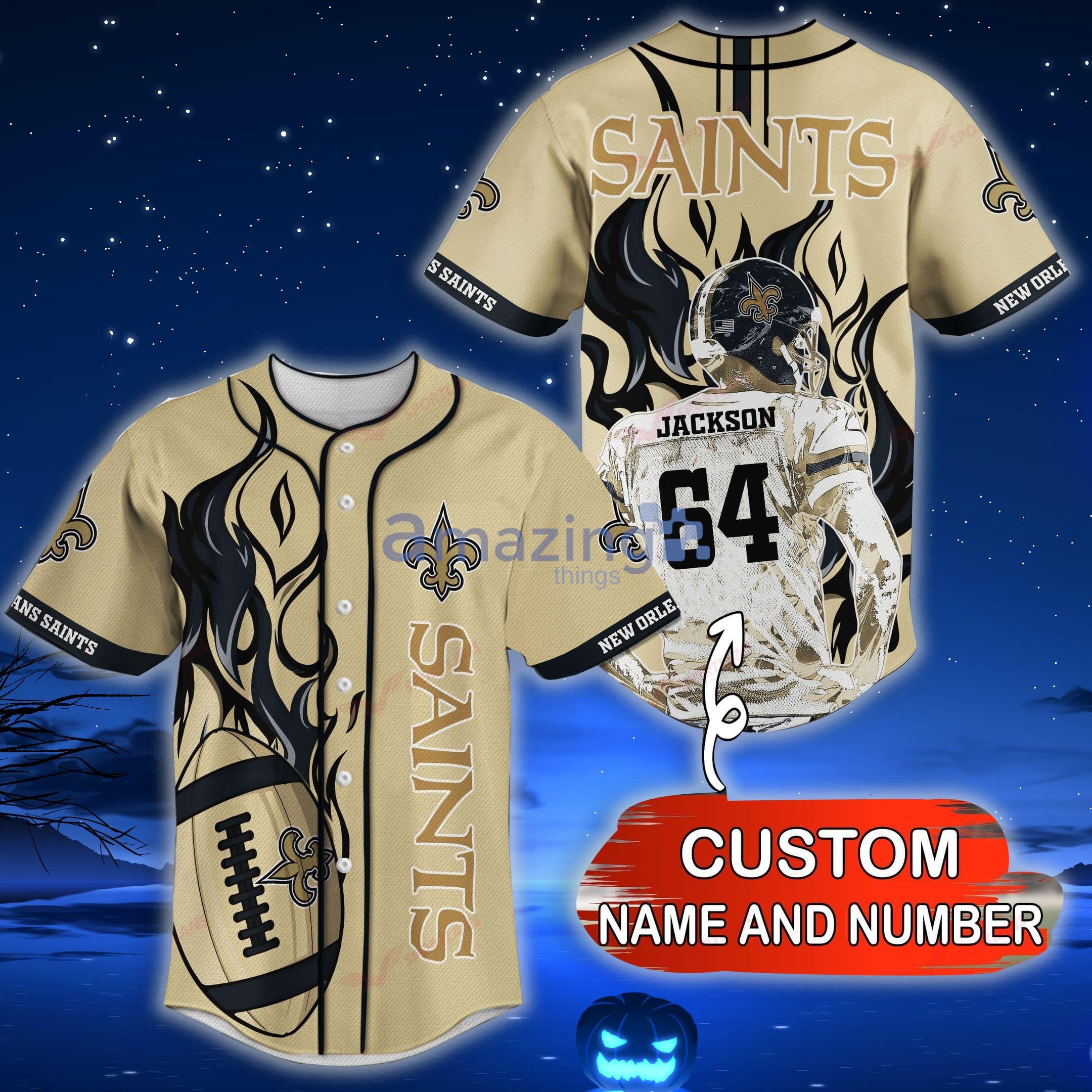 New Orleans Saints NFL Custom Name And Number Baseball Jersey