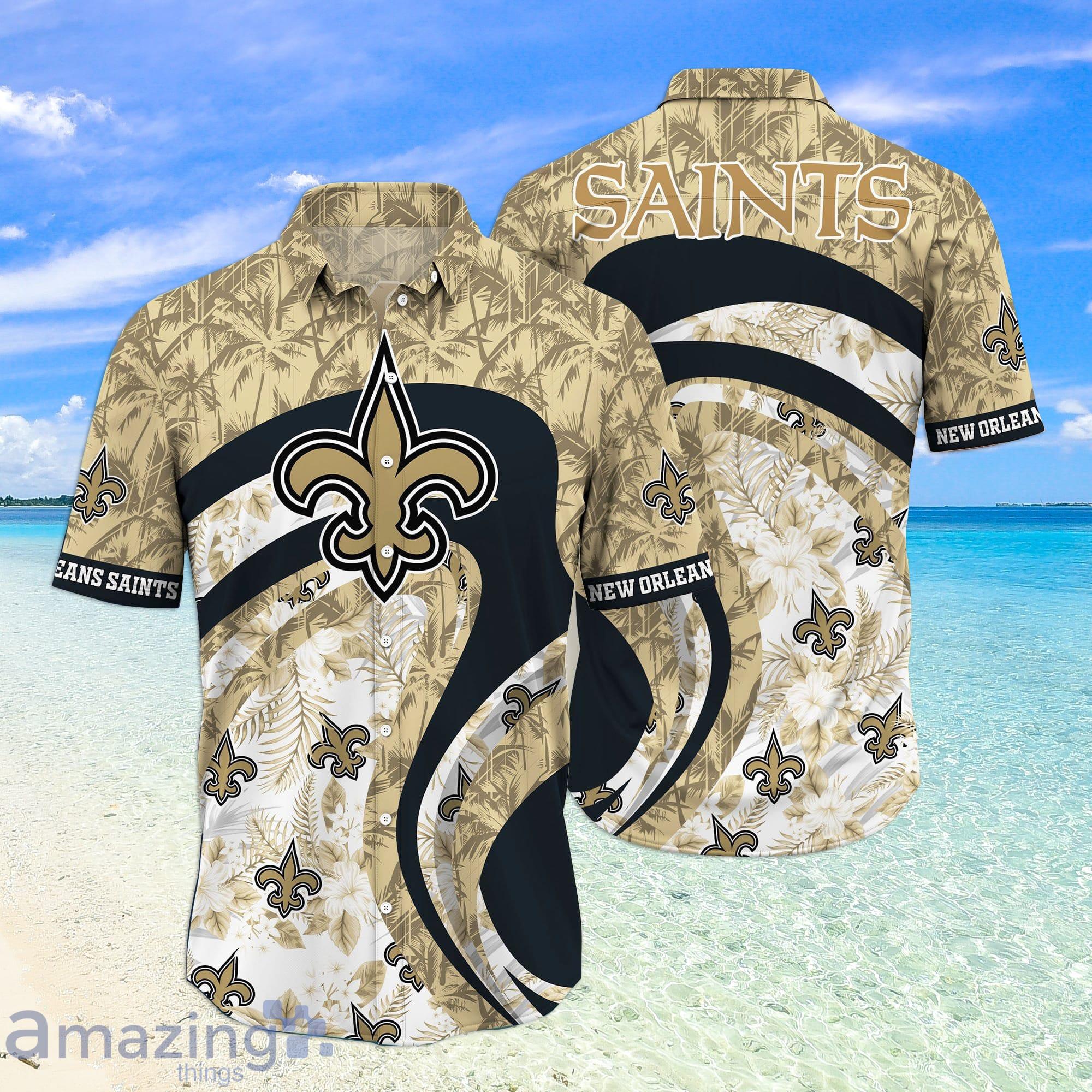 New Orleans Saints NFL Tropical Flower Pattern Hawaiian Shirt Product Photo 1