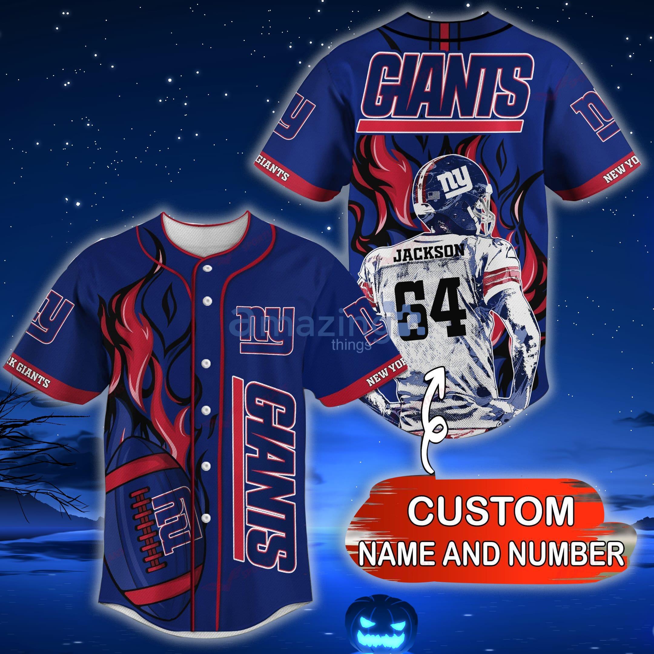 New York Giants NFL Custom Name And Number Baseball Jersey Shirt For Fans