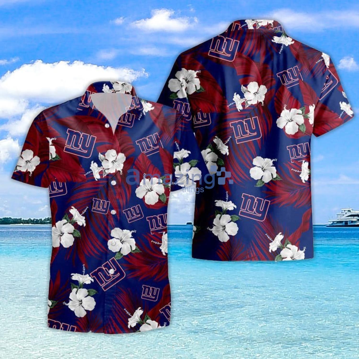 New York Giants Tropical Flowers For Fans Hawaiian Shirt and Short Product Photo 1