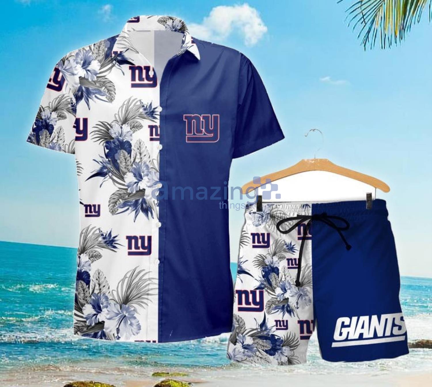 NY Giants Hawaiian Shirt Style Tropical Pattern Graphic Trending For  Awesome Fans