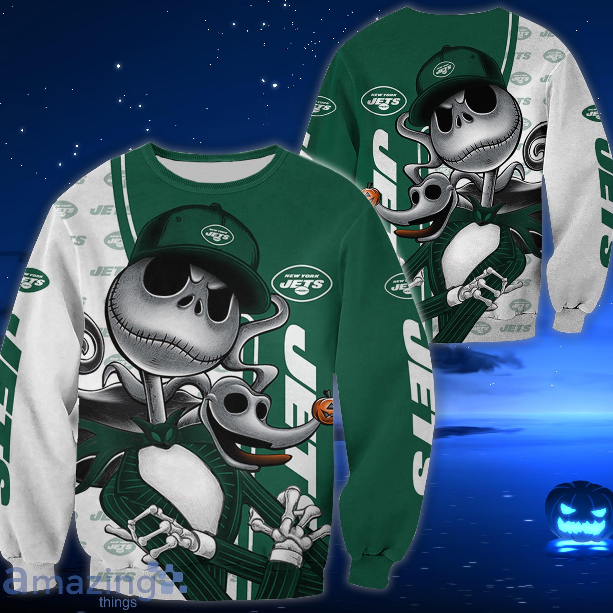 New York Jets Jack Skellington All Over Printed 3D Shirt Halloween Gift For Fans