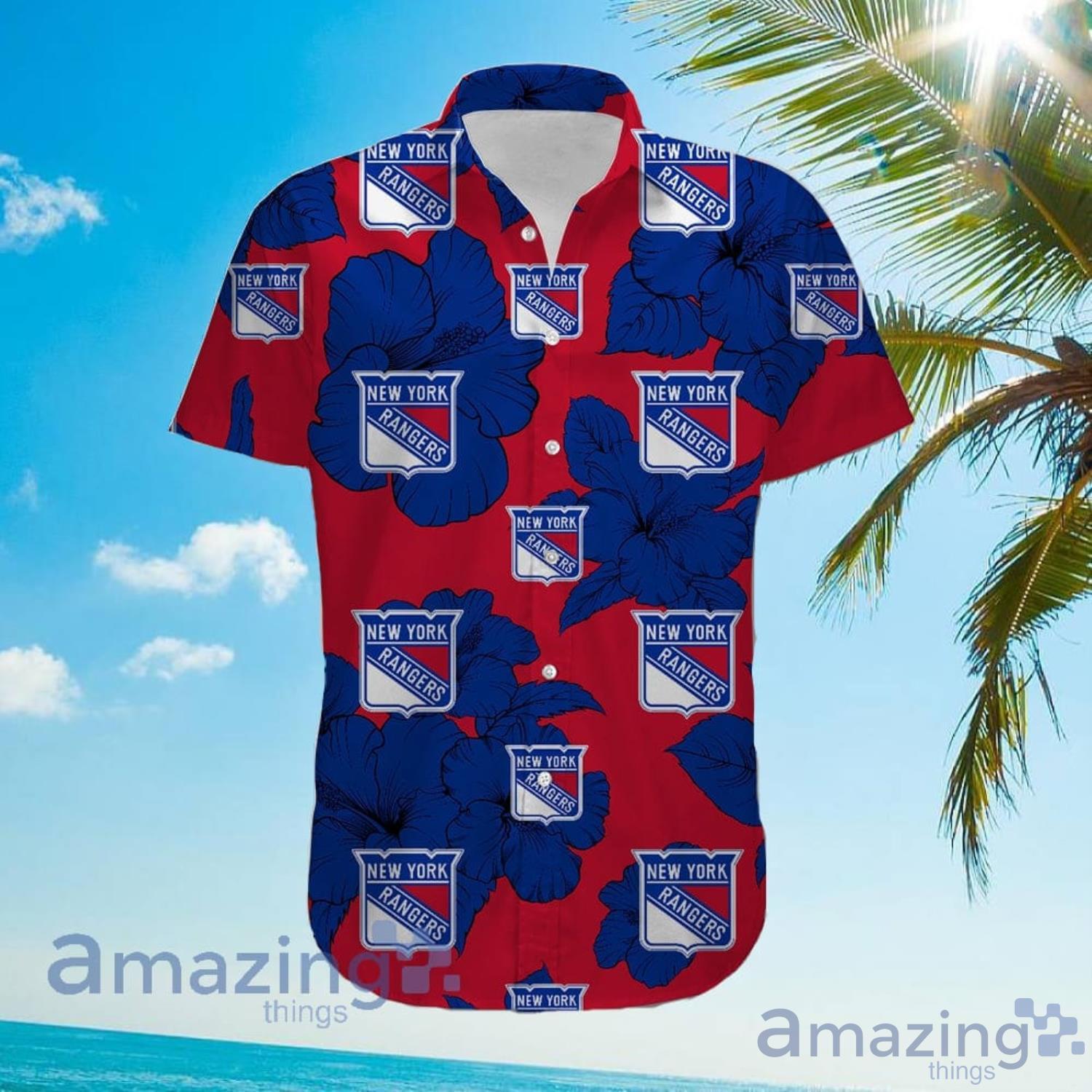 New York Rangers Hawaiian Shirt Big Floral Short Sleeve Hawaiian Shirt -  Freedomdesign