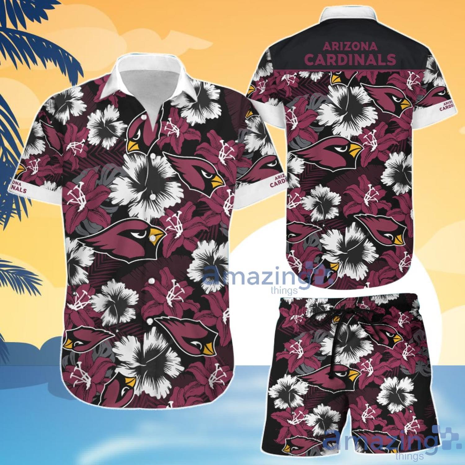 NFL Arizona Cardinals Tropical Flower Hawaiian Shirt And Shorts Gift For Summer Product Photo 1