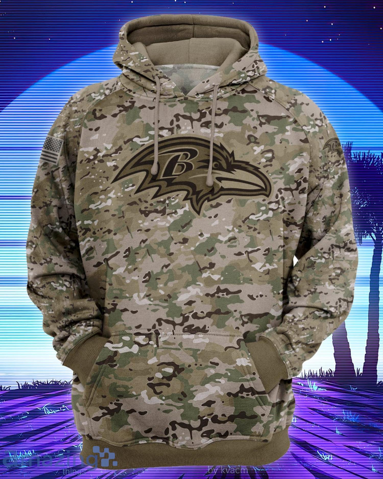 Baltimore Ravens Logo Camo Pattern Zip 3D Hoodie All Over Print - T-shirts  Low Price