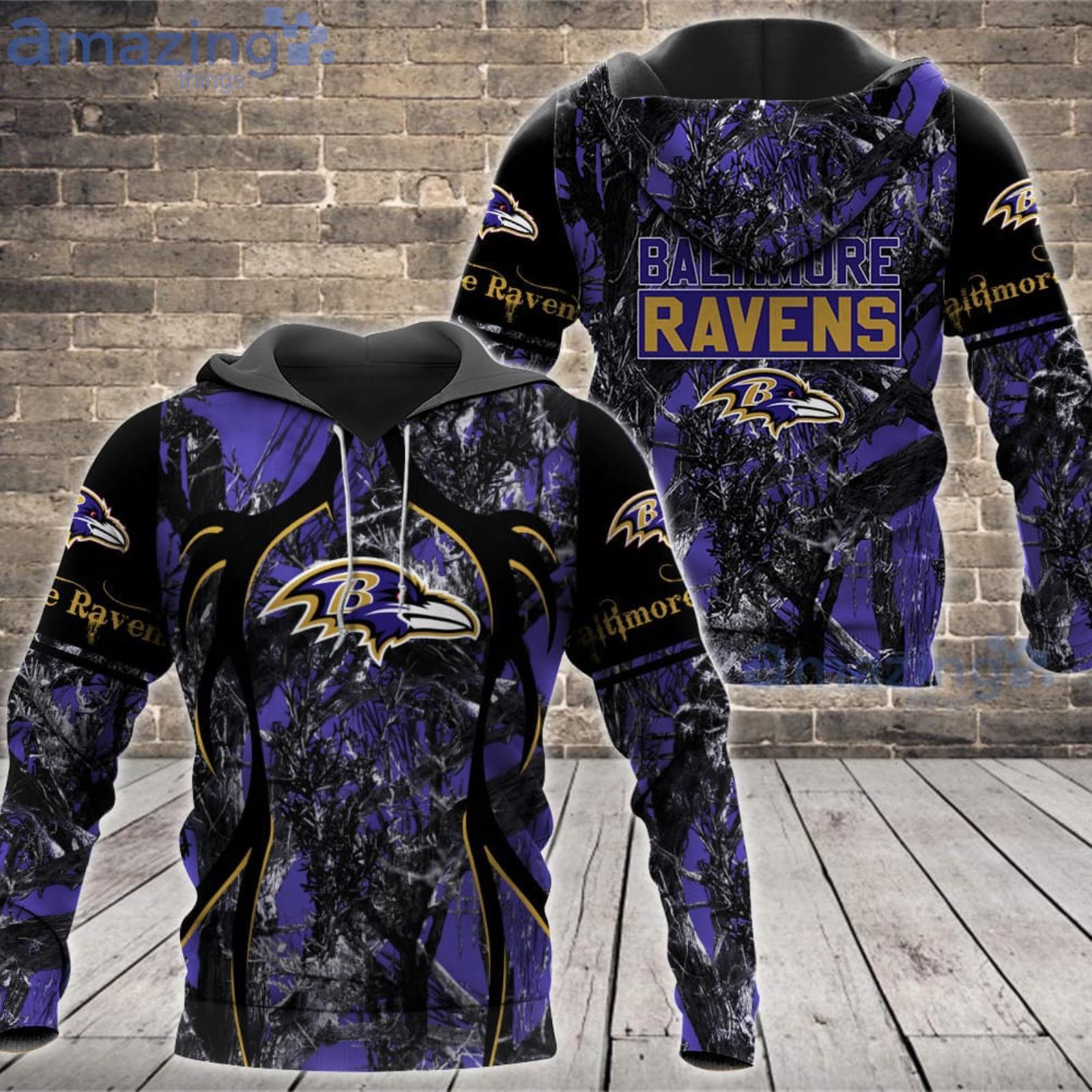 Baltimore Ravens Logo Camo Pattern Zip 3D Hoodie All Over Print - T-shirts  Low Price