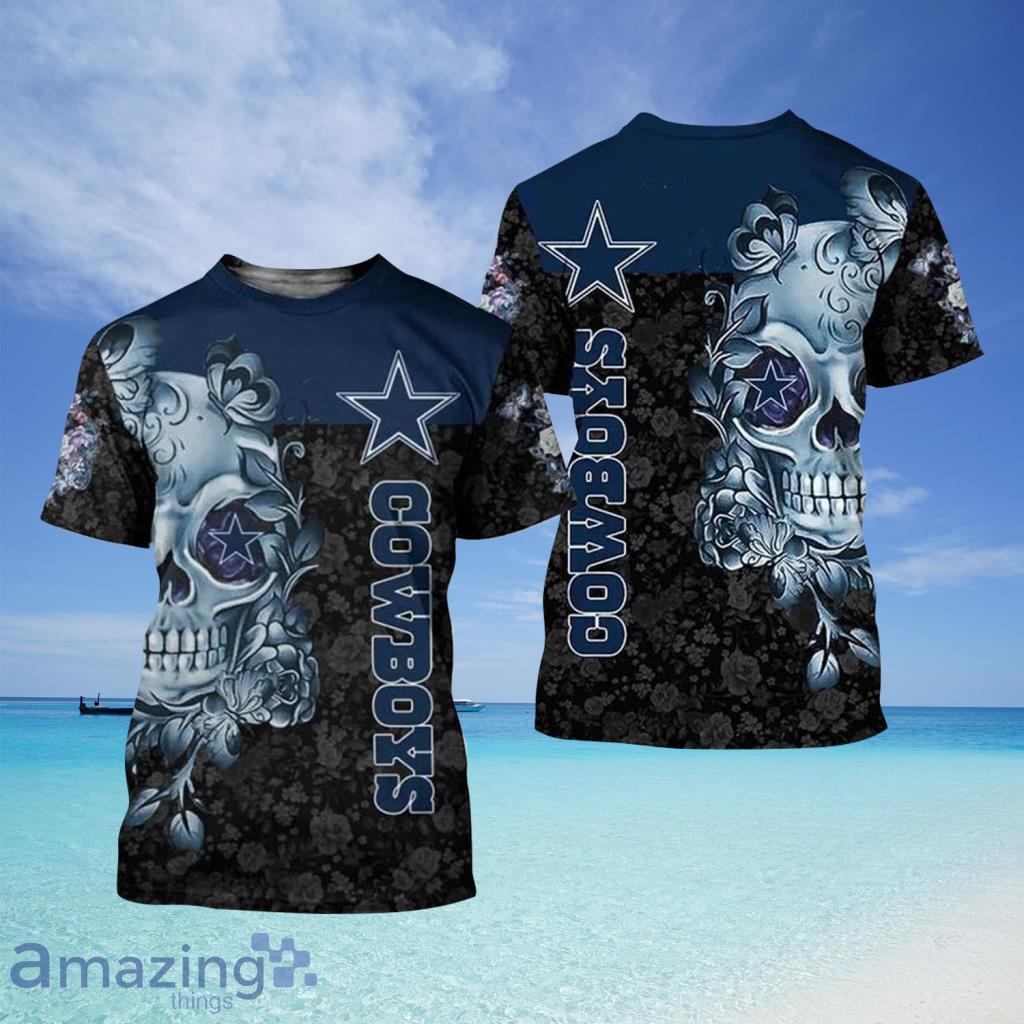 NFL Dallas Cowboys Sugar Skull All Over Print 3D T Shirt Gift For Fans