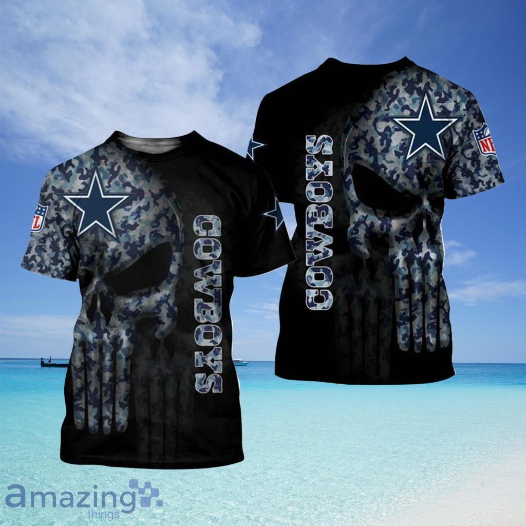 NFL Dallas Cowboys Team SkullAll Over Print 3D T Shirt Gift For Fans - NFL Dallas Cowboys Team SkullAll Over Print 3D T Shirt Gift For Fans