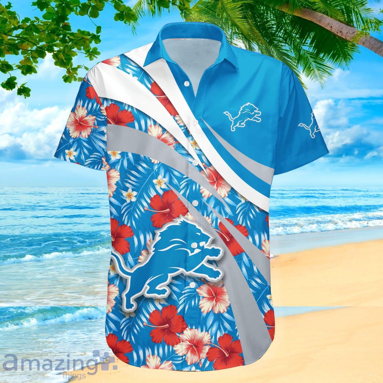 NFL Detroit Lions Blue Silver Hawaiian Shirt Aloha Shirt