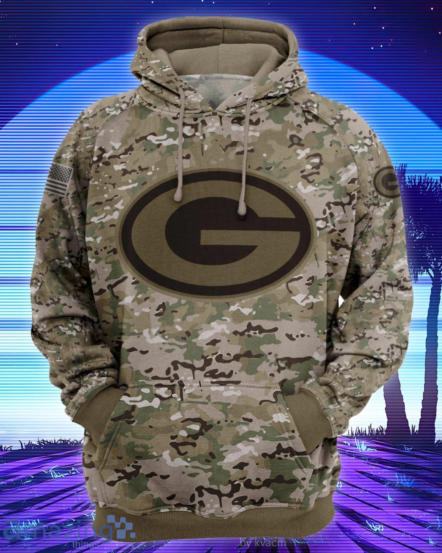 Green Bay Packers Camouflage Veteran 3D T Shirt Hoodie Sweater