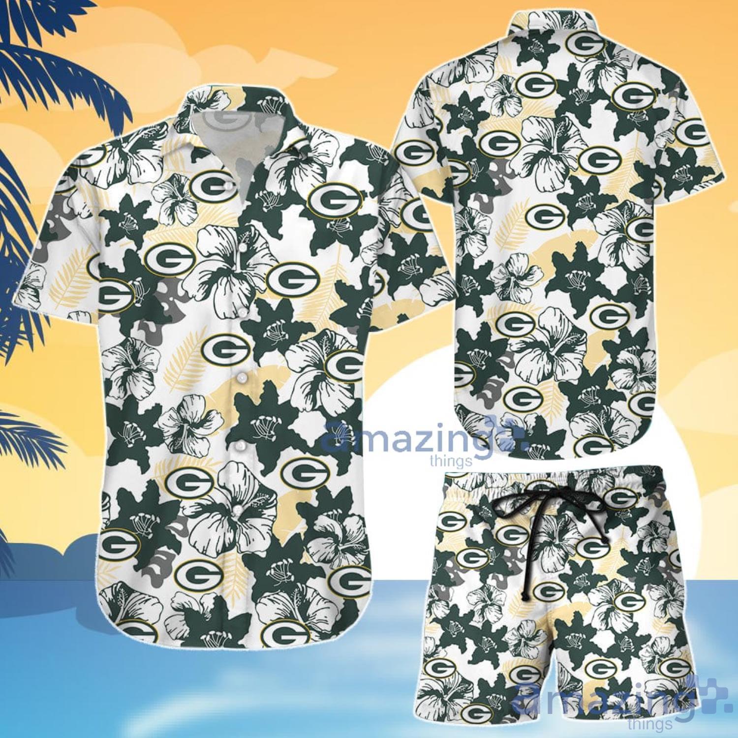 Nfl Green Bay Packers Flower Hawaii 3D Hawaiian Shirt And Shorts Gift For Summer Product Photo 1