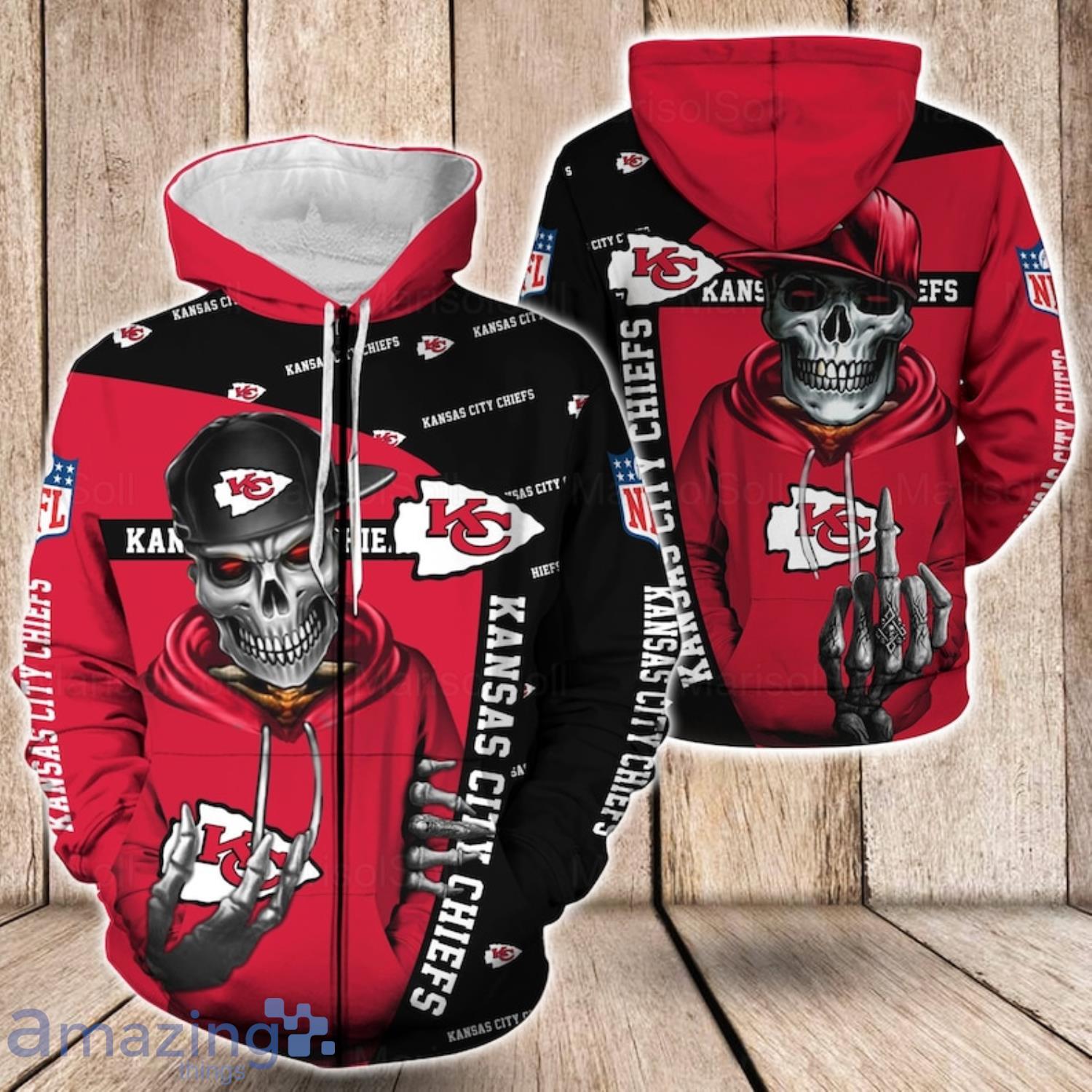 NFL Kansas City Football Hoodie Skull Style 3D Hoodie