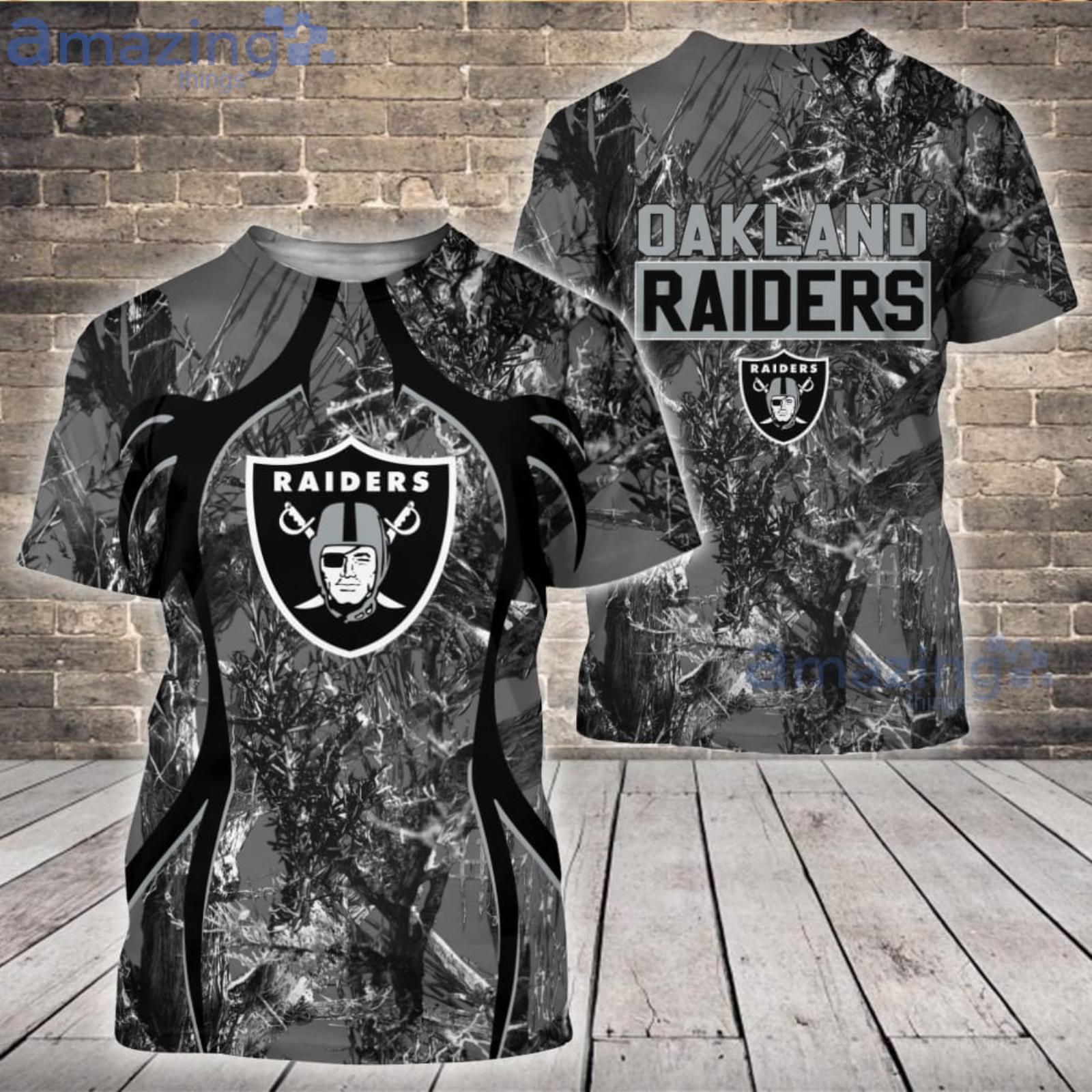 NFL Las Vegas Raiders Fans Camo Hunting Pattern All Over Printed 3D Shirt