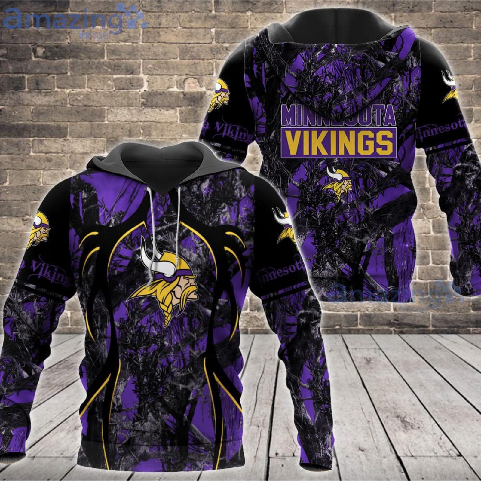 NFL Minnesota Vikings Camo And US Flag Pattern All Over Printed 3D Shirt