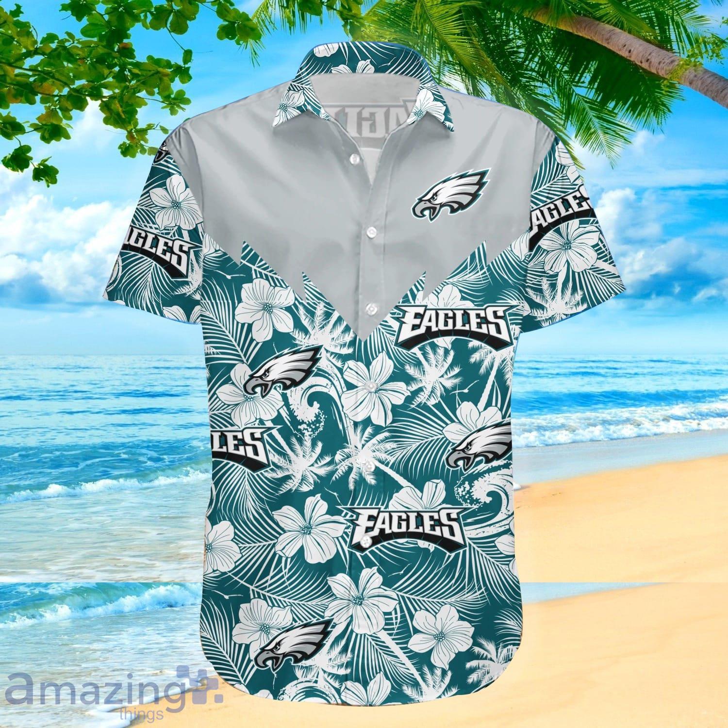 NFL Philadelphia Eagles Tropical Flower Hawaiian Shirt For Fans Product Photo 1