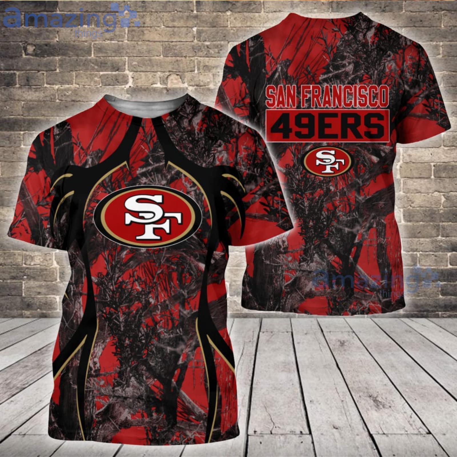 NFL San Francisco ers Fans Camo Hunting Pattern All Over Printed 3D Shirt