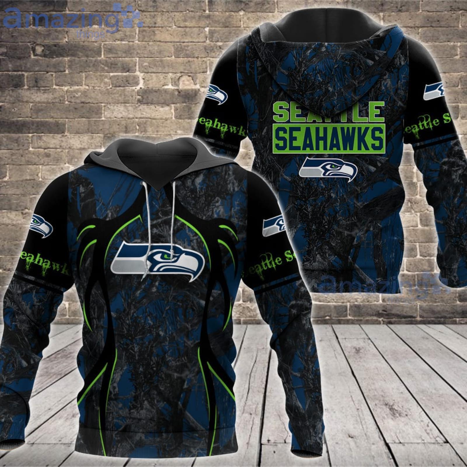 NFL Seattle seahawks Fans Camo Hunting Pattern All Over Printed 3D Shirt