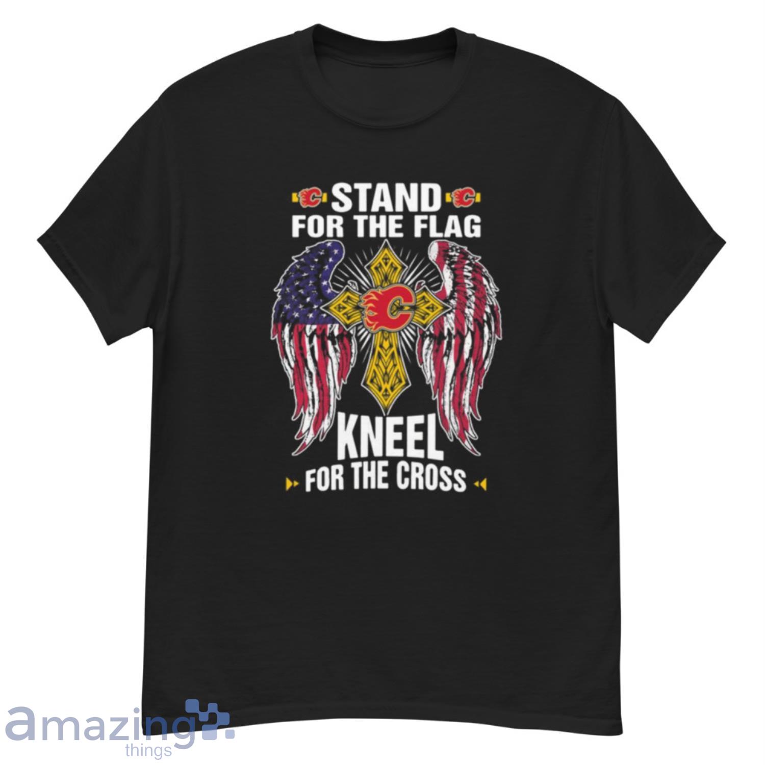 NHL Hockey Calgary Flames Stand For Flag Kneel For The Cross Shirt T Shirt - G500 Men’s Classic T-Shirt