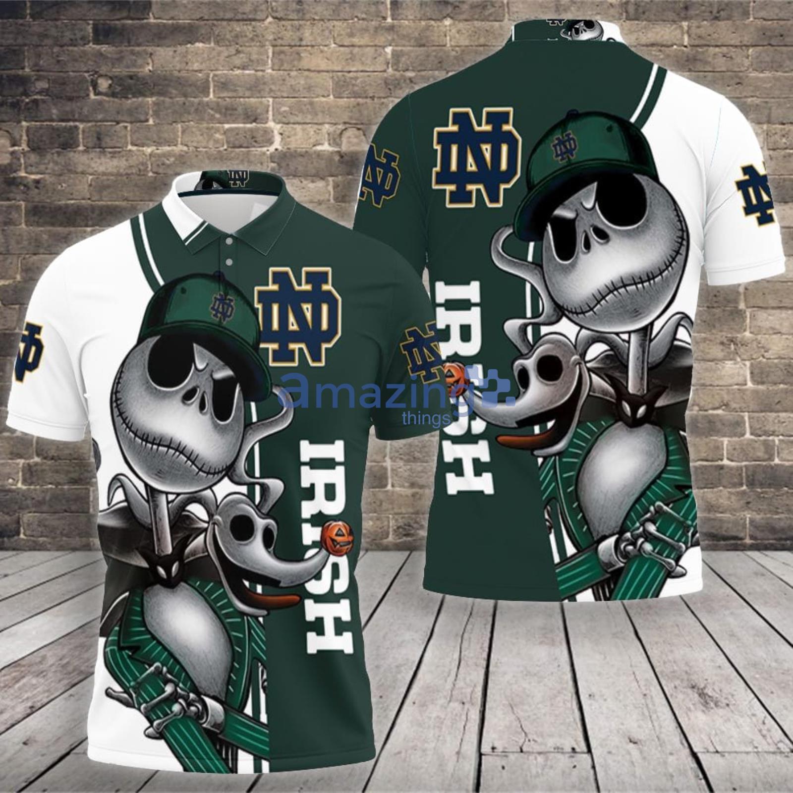 Notre Dame Fighting Irish Jack Skellington And Zero Polo Shirt For Sport Fans Product Photo 1 Notre Dame Fighting Irish Jack Skellington And Zero Polo Shirt For Sport Fans Product Photo 1