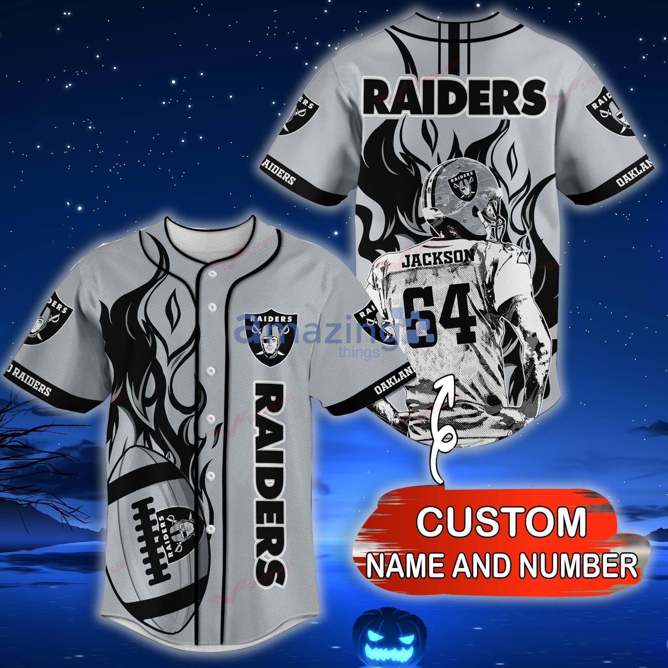 Oakland Raiders NFL Custom Name And Number Baseball Jersey Shirt