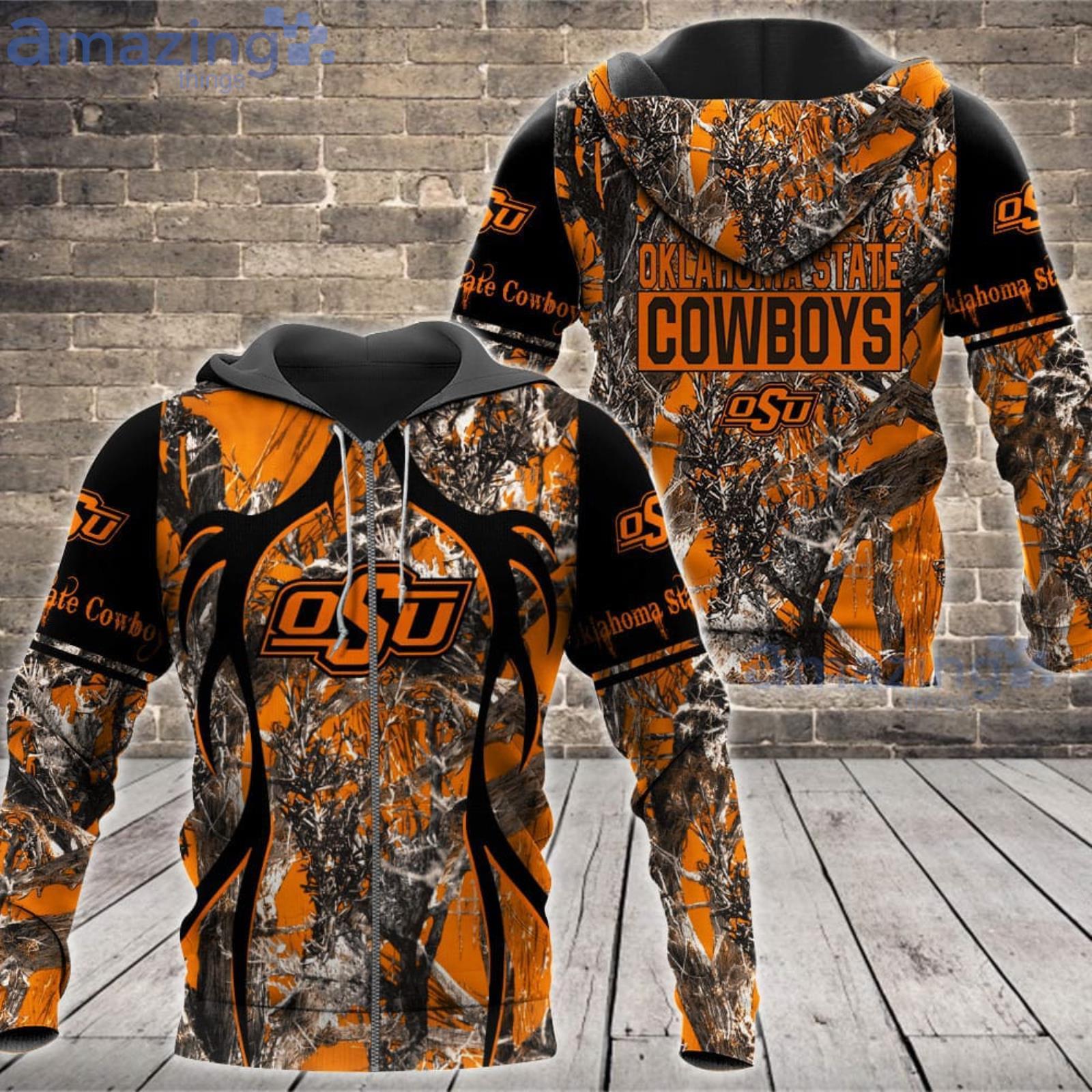 Oklahoma State Cowboys Fans Camo Hunting Pattern All Over Printed 3D Shirt image Oklahoma State Cowboys Fans Camo Hunting Pattern All Over Printed 3D Shirt Product Photo 2