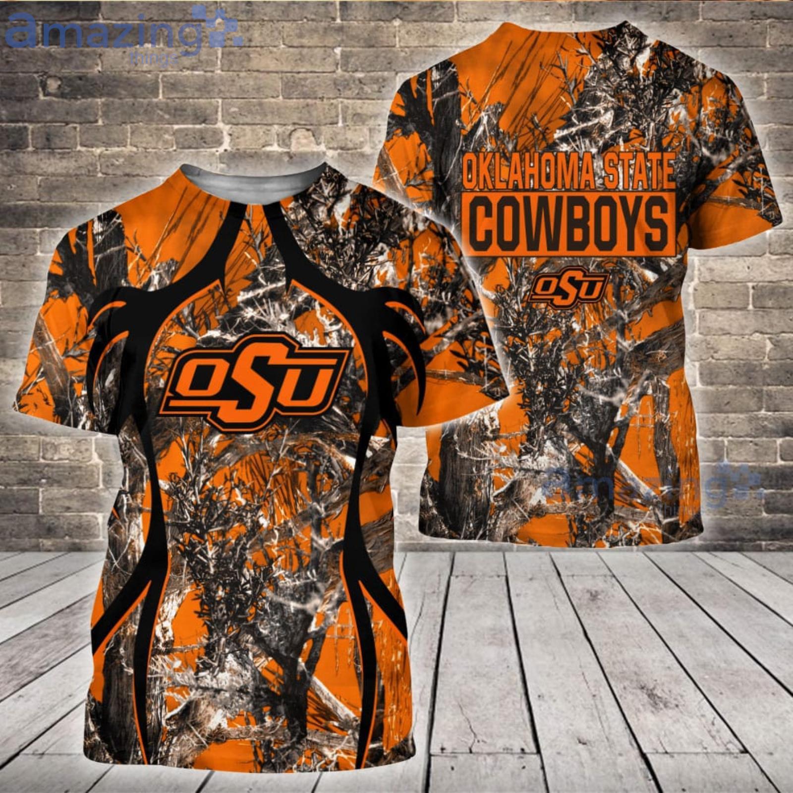 Oklahoma State Cowboys Fans Camo Hunting Pattern All Over Printed 3D Shirt