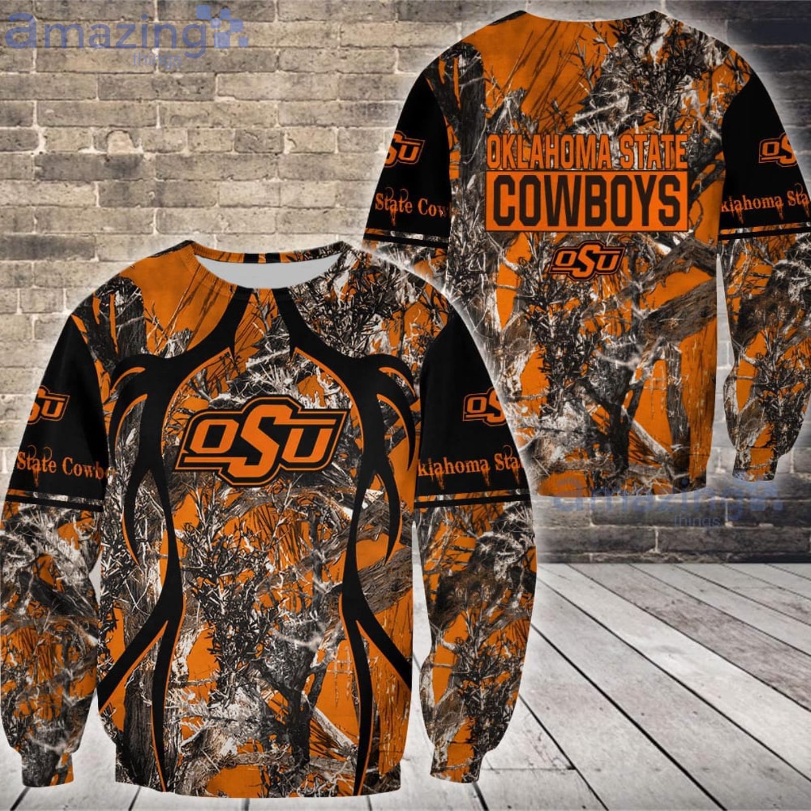 Oklahoma State Cowboys Fans Camo Hunting Pattern All Over Printed 3D Shirt image Oklahoma State Cowboys Fans Camo Hunting Pattern All Over Printed 3D Shirt Product Photo 4