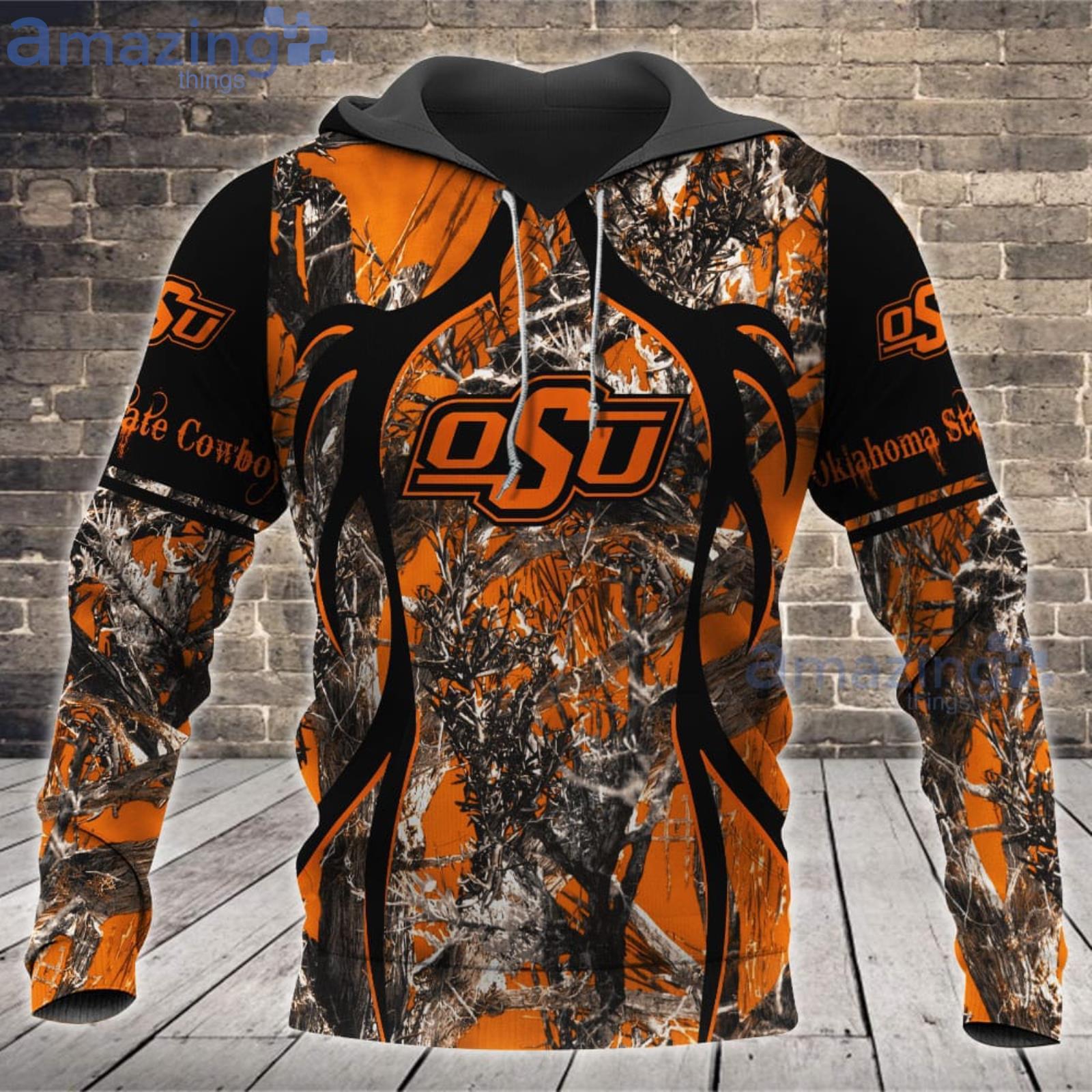 Oklahoma State Cowboys Fans Camo Hunting Pattern All Over Printed 3D Shirt Product Photo 1 Oklahoma State Cowboys Fans Camo Hunting Pattern All Over Printed 3D Shirt Product Photo 1