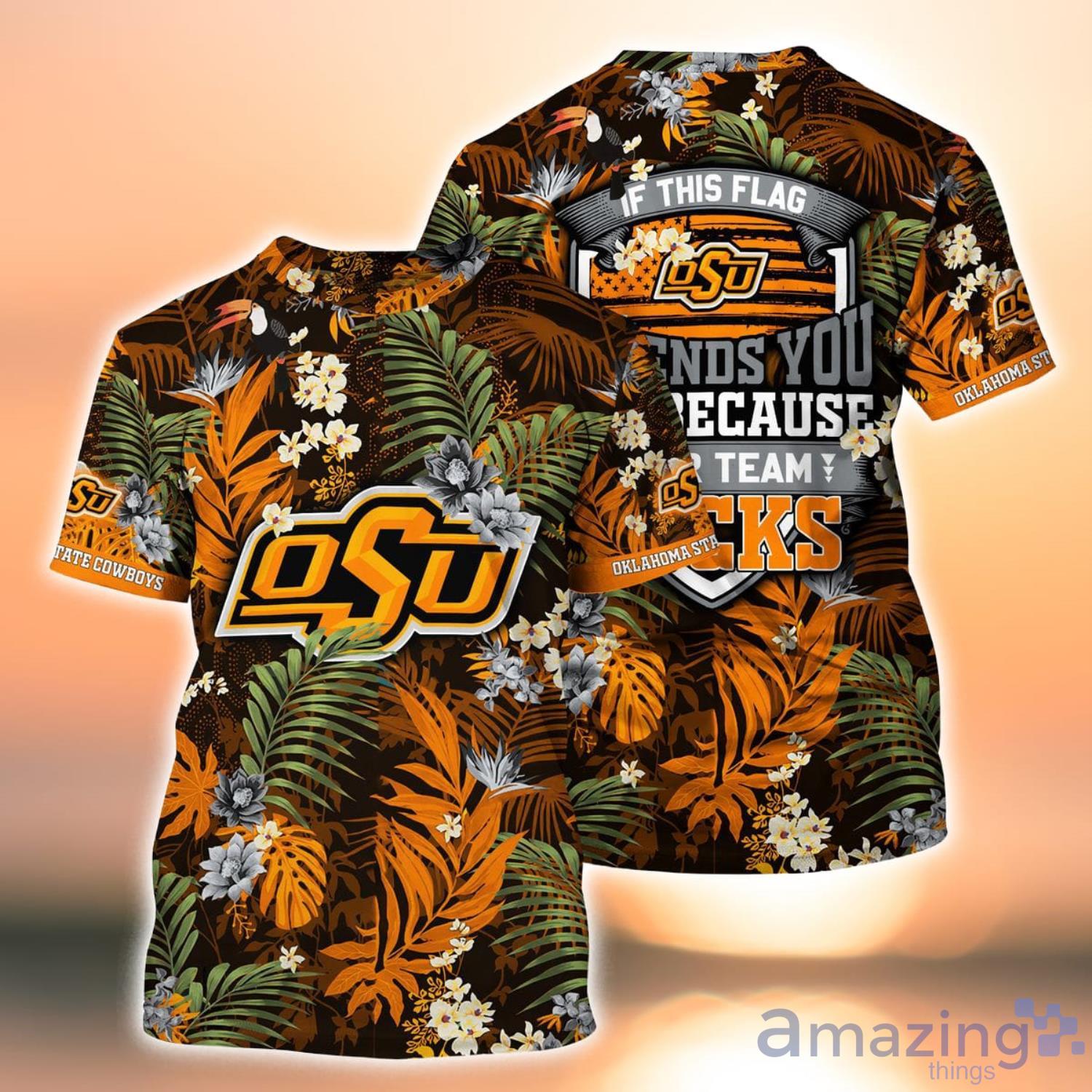 Oklahoma State Cowboys NCAA Flower Hawaiian Shirt Outfit 3D Shirt, Oklahoma  State Cowboys Football Gifts For Men - T-shirts Low Price