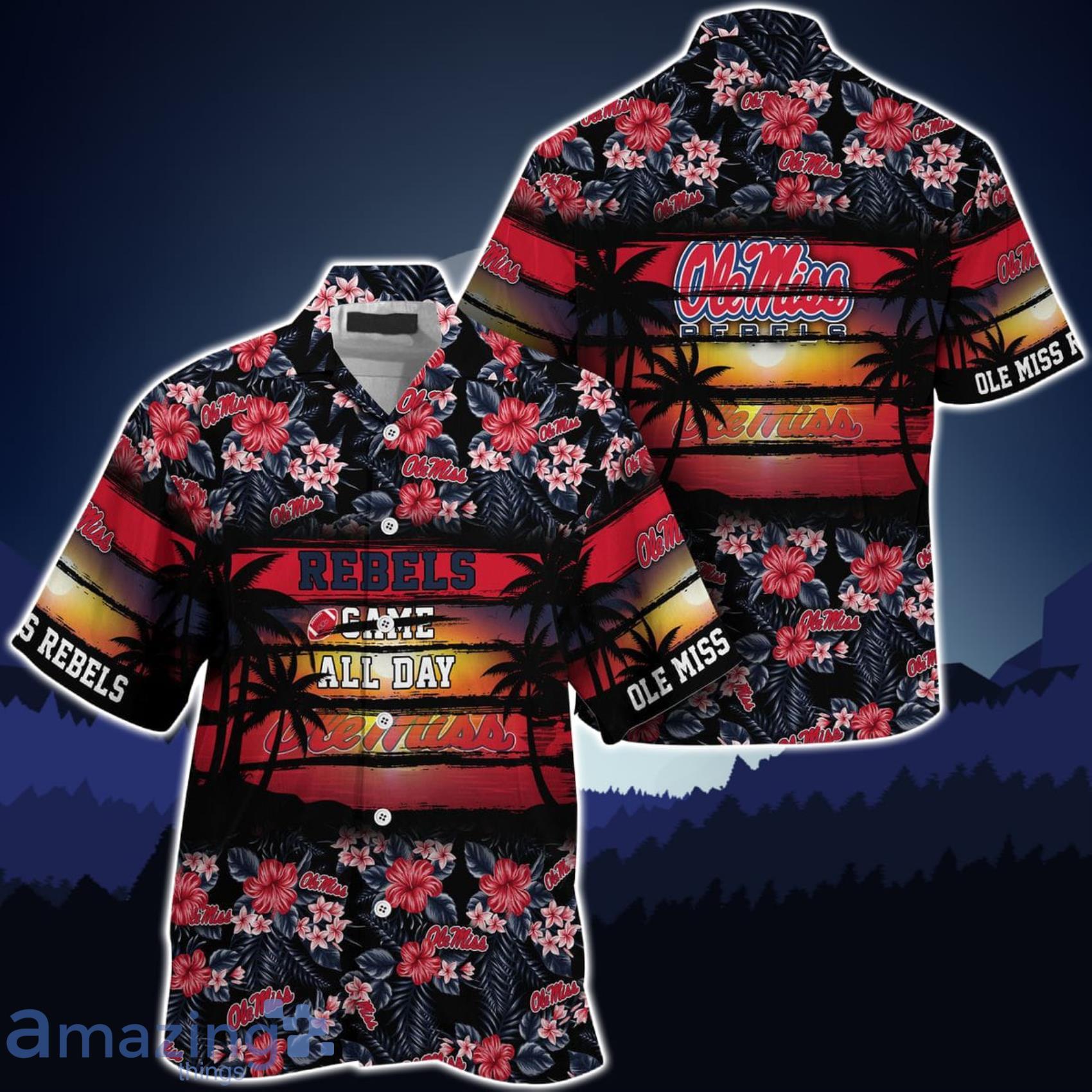 Ole Miss Rebels Came All Day Flower Hawaiian Shirt Product Photo 1