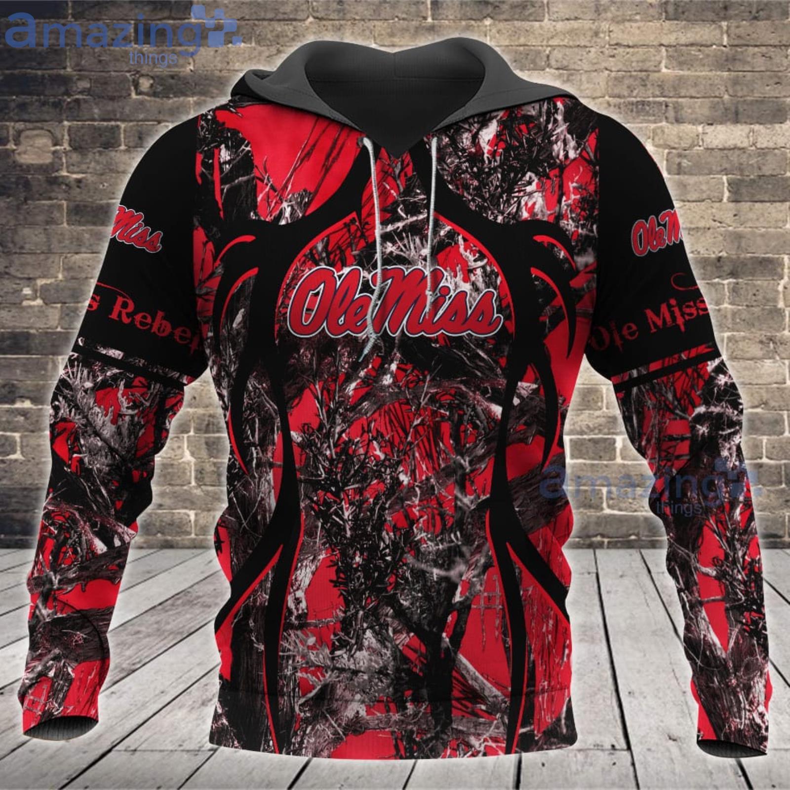 Ole Miss Rebels Fans Camo Hunting Pattern All Over Printed 3D Shirt Product Photo 1