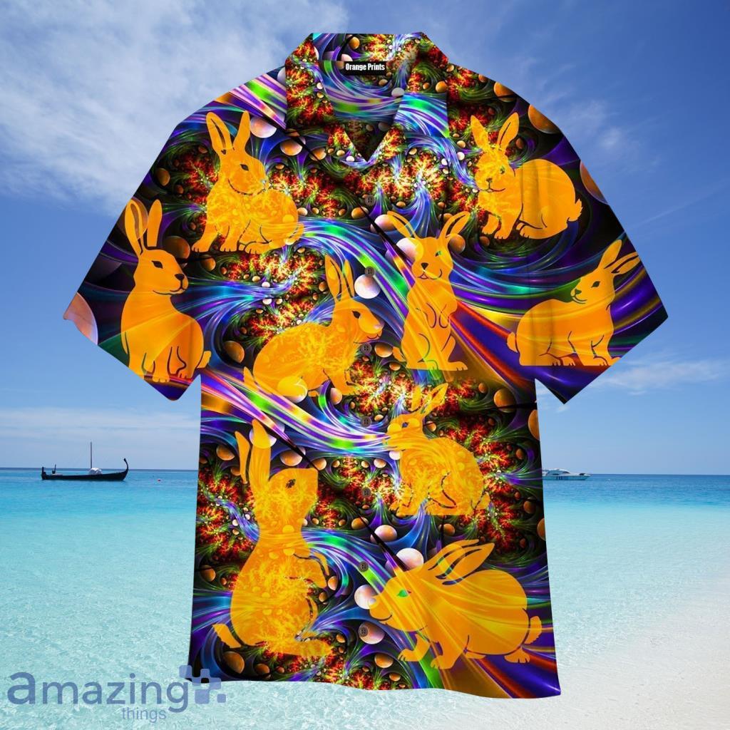 Orange Neon Bunny Easter Day Hawaiian Shirt For Men And Women - Orange Neon Bunny Easter Day Hawaiian Shirt For Men And Women