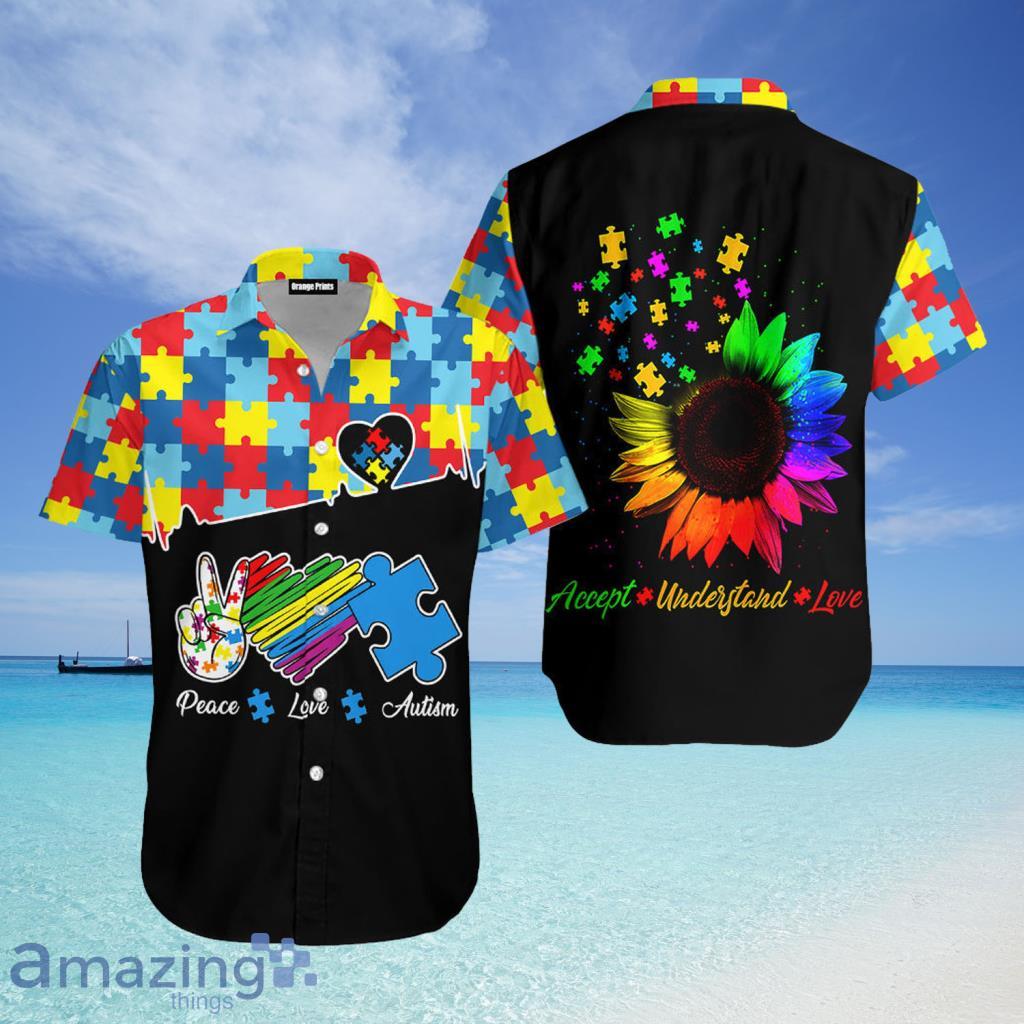Peace Love Autism Aloha Hawaiian Shirt For Men And Women - Peace Love Autism Aloha Hawaiian Shirt For Men And Women