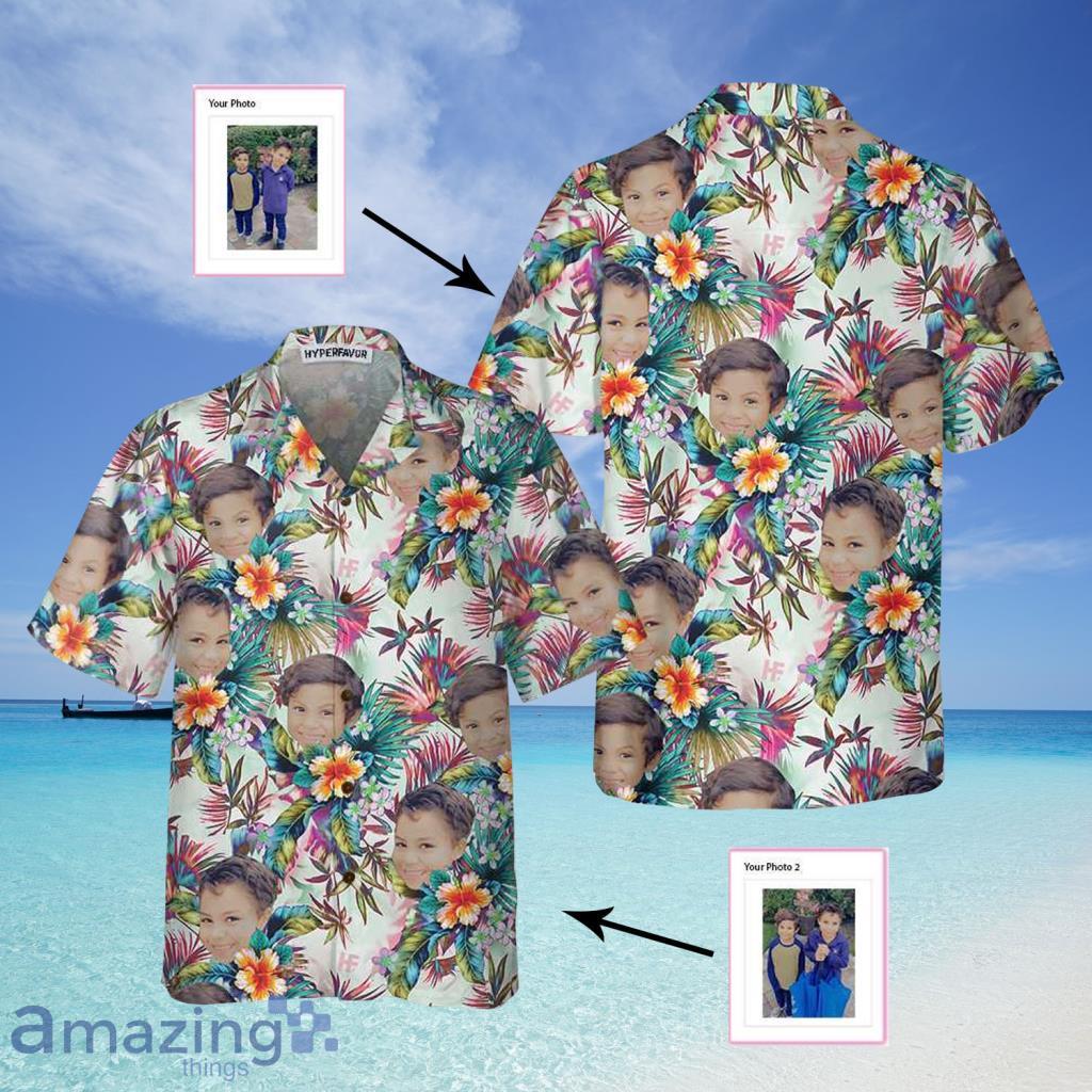 Personalized Custom Face With Tropical Flowers Hawaiian Shirt For Men And Women - Personalized Custom Face With Tropical Flowers Hawaiian Shirt For Men And Women