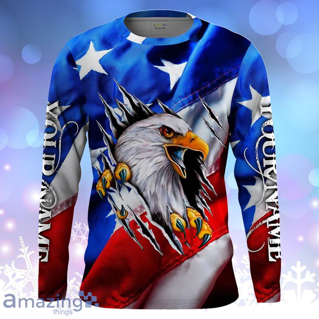 Personalized Eagle American Flag Patriotic Longsleeve 3D For Men