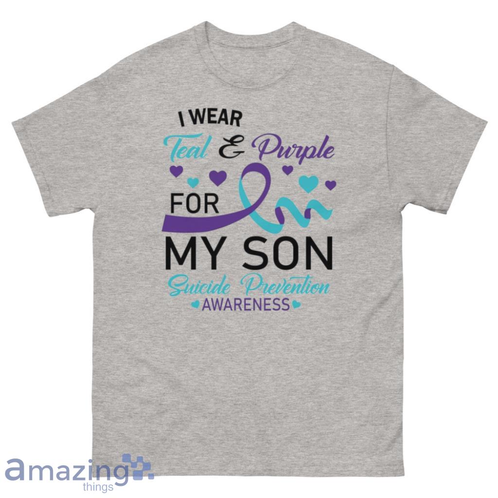 Personalized I Wear Teal And Purple For My Son Suicide Prevention Awareness Shirt - 500 Men’s Classic Tee Gildan