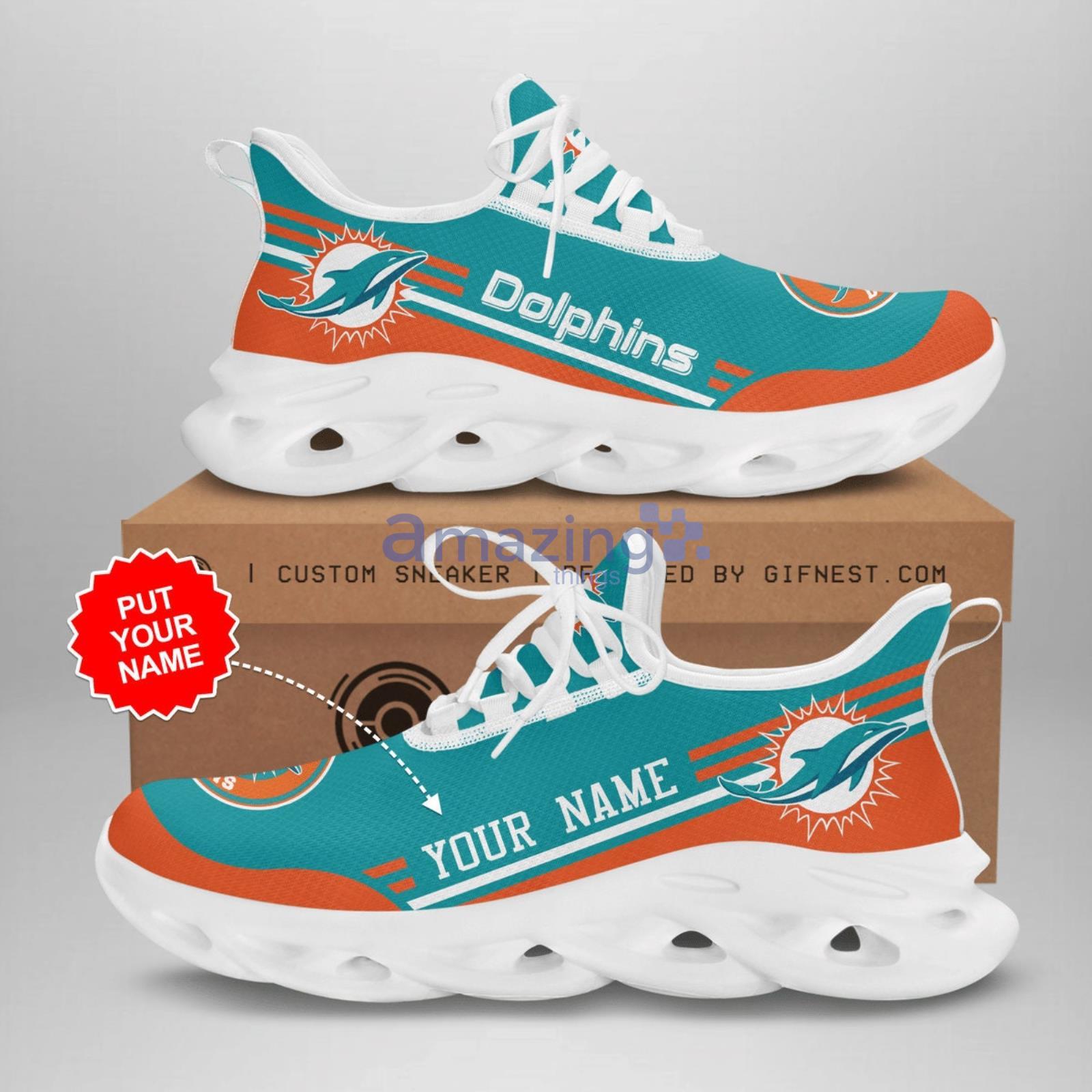 Miami Dolphins Xmas Pattern Max Soul Sneakers Snowflakes Christmas Shoes -  YesItCustom